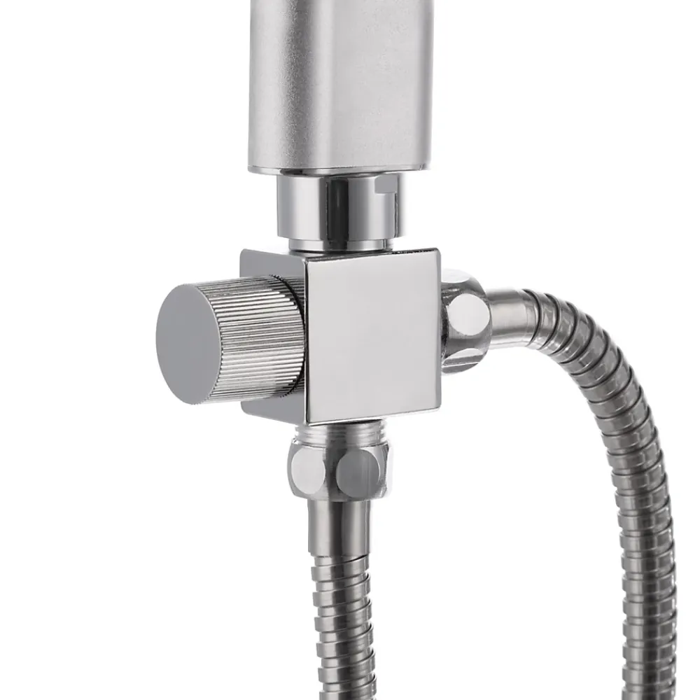 Tectake Colonne de douche avec porte savon aspect Chrome gris