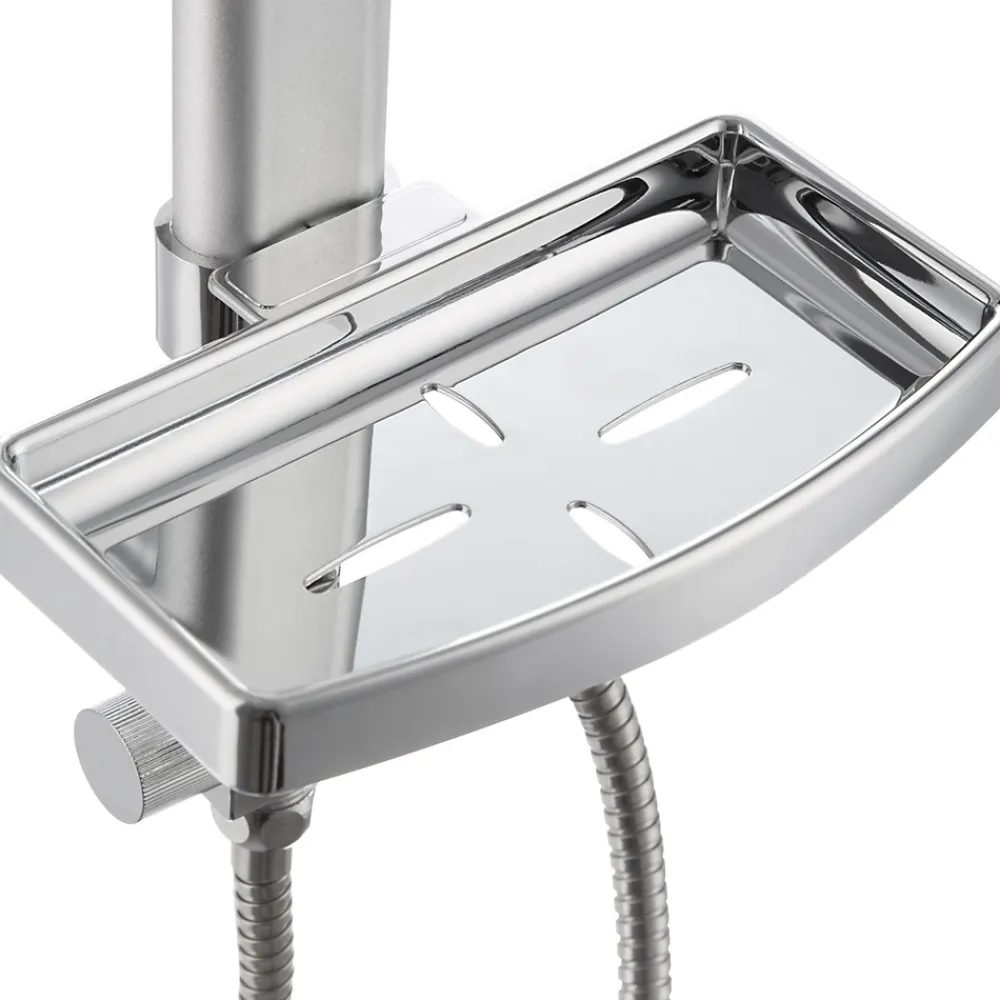 Tectake Colonne de douche avec porte savon aspect Chrome gris