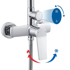 Colonne De Douche Mécanique|Auralum Max Colonne de Douche avec Robinetterie , Ensemble de Douche avec pommeau + douchette + flexible