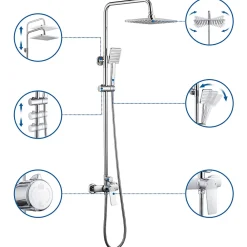 Colonne De Douche Mécanique|Auralum Max Colonne de Douche avec Robinetterie , Ensemble de Douche avec pommeau + douchette + flexible