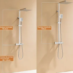 Colonne De Douche Thermostatique|Auralum Max Colonne de Douche avec Robinetterie Thermostatique, Ensemble de Douche avec pommeau + douchette