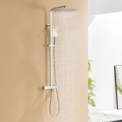 Colonne De Douche Thermostatique|Auralum Max Colonne de Douche avec Robinetterie Thermostatique, Ensemble de Douche avec pommeau + douchette