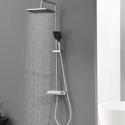 Lohneo Max Colonne de Douche avec Robinetterie Thermostatique Lonheo max Ensemble de Douche avec Etagère, Douchette 3 jets