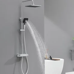 Lohneo Max Colonne de Douche avec Robinetterie Thermostatique Lonheo max Ensemble de Douche avec Etagère, Douchette 3 jets