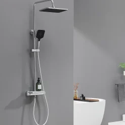Lohneo Max Colonne de Douche avec Robinetterie Thermostatique Lonheo max Ensemble de Douche avec Etagère, Douchette 3 jets