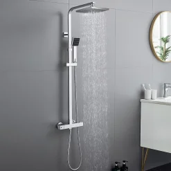 Colonne De Douche Thermostatique|Auralum Max Colonne de Douche avec Robinetterie Thermostatique Ensemble de Douche avec Tête de Douche de 10 pouces