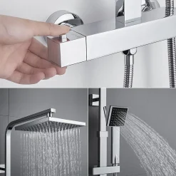Colonne De Douche Thermostatique|Auralum Max Colonne de Douche avec Robinetterie Thermostatique Ensemble de Douche avec Tête de Douche de 10 pouces