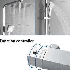 Auralum Max Colonne de Douche avec Robinetterie Thermostatique, Ensemble de Douche avec pommeau + douchette + flexible