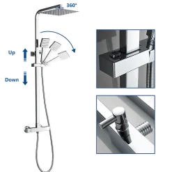 Auralum Max Colonne de Douche avec Robinetterie Thermostatique, Ensemble de Douche avec pommeau + douchette + flexible