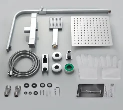 Auralum Max Colonne de Douche avec Robinetterie Thermostatique, Ensemble de Douche avec pommeau + douchette + flexible