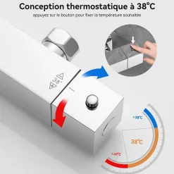 Colonne De Douche Thermostatique|Sofetiy Max Colonne de Douche avec Robinetterie Thermostatique, Auralum MAX Ensemble de Douche avec pommeau + douchette