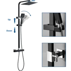 Auralum Max Colonne de Douche avec Robinetterie Thermostatique, Ensemble de Douche avec pommeau + douchette + flexible