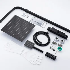 Colonne De Douche Thermostatique|Auralum Max Colonne de Douche avec Robinetterie Thermostatique, Ensemble de Douche avec pommeau + douchette