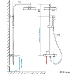 Colonne De Douche Thermostatique|Auralum Max Colonne de Douche avec Robinetterie Thermostatique, Ensemble de Douche avec pommeau + douchette