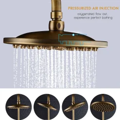 Auralum Max Colonne de Douche avec Robinetterie , Ensemble de Douche avec pommeau + douchette + barre réglable, bronze brossé