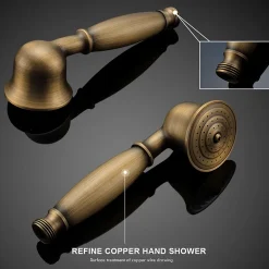 Auralum Max Colonne de Douche avec Robinetterie , Ensemble de Douche avec pommeau + douchette + barre réglable, bronze brossé