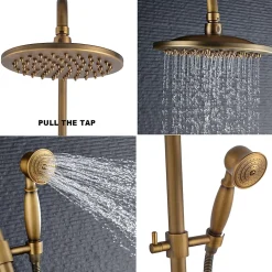 Auralum Max Colonne de Douche avec Robinetterie , Ensemble de Douche avec pommeau + douchette + barre réglable, bronze brossé
