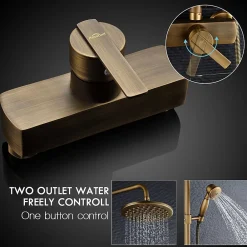 Auralum Max Colonne de Douche avec Robinetterie , Ensemble de Douche avec pommeau + douchette + barre réglable, bronze brossé