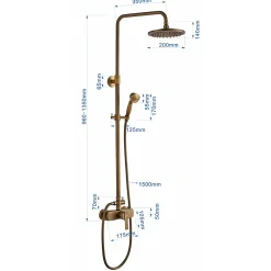 Auralum Max Colonne de Douche avec Robinetterie , Ensemble de Douche avec pommeau + douchette + barre réglable, bronze brossé