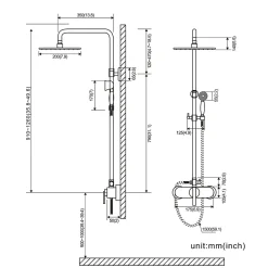 Auralum Max Colonne de Douche avec Robinetterie , Ensemble de Douche avec pommeau + douchette + barre réglable, bronze brossé