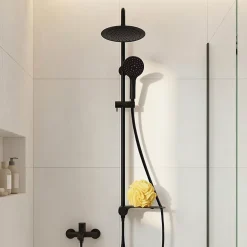 Colonne De Douche Sans Robinetterie| Colonne de douche avec étagère noire