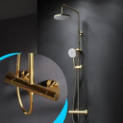 Colonne De Douche Thermostatique|Am.Pm Europe Colonne de douche baignoire thermostatique Système de douche avec mitigeur thermostatique, doré, F07XA499 X-Joy AM.PM