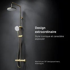 Colonne De Douche Thermostatique|Am.Pm Europe Colonne de douche baignoire thermostatique Système de douche avec mitigeur thermostatique, doré, F07XA499 X-Joy AM.PM