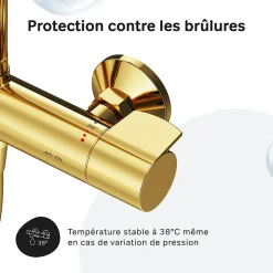 Colonne De Douche Thermostatique|Am.Pm Europe Colonne de douche baignoire thermostatique Système de douche avec mitigeur thermostatique, doré, F07XA499 X-Joy AM.PM