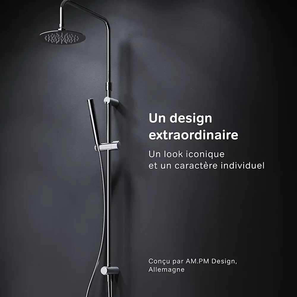 Colonne De Baignoire|Am.Pm Europe Colonne de douche baignoire sans robinet, Système de douche, Barre de douche Chromé, Spike F07PA000 AM PM
