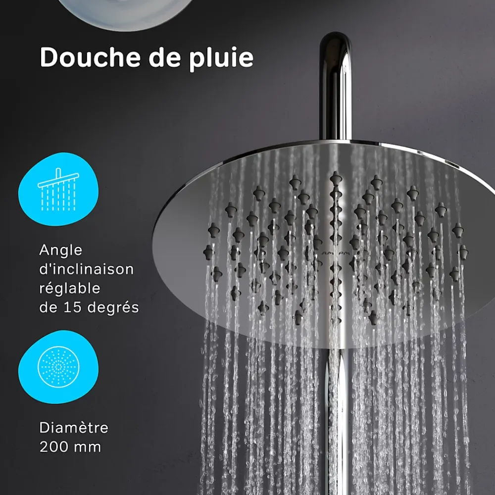 Colonne De Baignoire|Am.Pm Europe Colonne de douche baignoire sans robinet, Système de douche, Barre de douche Chromé, Spike F07PA000 AM PM