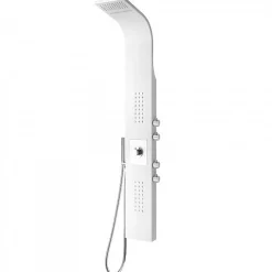 Bernstein Colonne de douche Blanc thermostatique murale acier inox mitigeur, pommeau de douche, jets massage, 165x22cm, SEDAL 8815