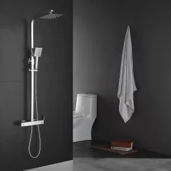 Colonne De Douche Mécanique|Kibath Colonne de douche carrée EXTRA FLAT, 73-122 cm, finition chrome poli, en laiton