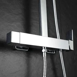 Colonne De Douche Mécanique|Kibath Colonne de douche carrée EXTRA FLAT, 73-122 cm, finition chrome poli, en laiton