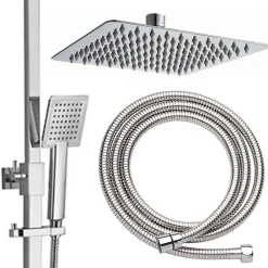 Colonne De Douche Mécanique|Kibath Colonne de douche carrée EXTRA FLAT, 73-122 cm, finition chrome poli, en laiton