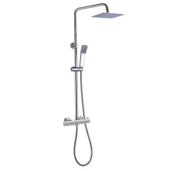 Kibath Colonne de douche carrée extra-longue VERARA, 100-150 cm, finition chrome poli, en laiton