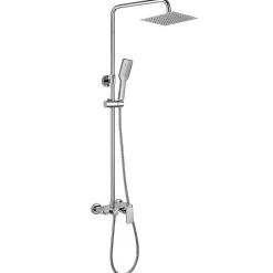 Kibath Colonne de douche carrée extra-longue DUA, 100-150 cm, finition chrome poli, en laiton