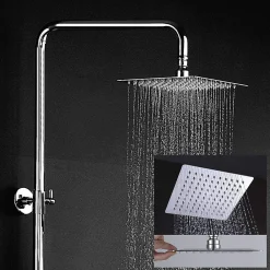 Kibath Colonne de douche carrée extra-longue DUA, 100-150 cm, finition chrome poli, en laiton