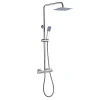 Kibath Colonne de douche carrée monocommande VERARA, 83-126 cm, finition chrome poli, en laiton