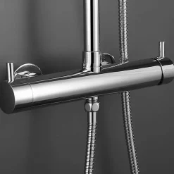 Kibath Colonne de douche carrée monocommande VERARA, 83-126 cm, finition chrome poli, en laiton