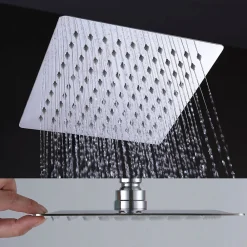 Kibath Colonne de douche carrée monocommande VERARA, 83-126 cm, finition chrome poli, en laiton