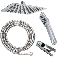 Kibath Colonne de douche carrée monocommande VERARA, 83-126 cm, finition chrome poli, en laiton