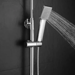 Kibath Colonne de douche carrée monocommande VERARA, 83-126 cm, finition chrome poli, en laiton