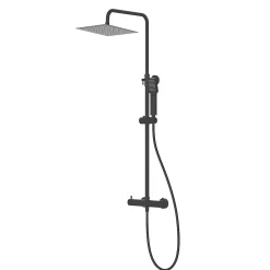 Colonne De Douche Mécanique|Kibath Colonne de douche carrée monocommande GUN METAL finition graphite/anthracite mat en laiton