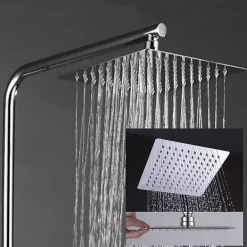 Kibath Colonne de douche carrée monocommande DUA, 79-125 cm, finition chrome poli, en laiton