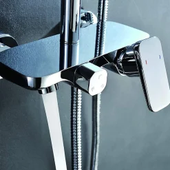 Kibath Colonne de douche carrée monocommande DUA, 79-125 cm, finition chrome poli, en laiton
