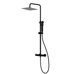 Colonne De Douche Mécanique|Kibath Colonne de douche carrée monocommande TOR avec finition NOIR mat en laiton