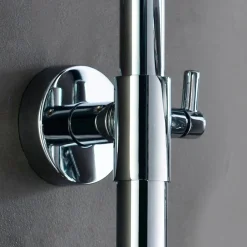 Kibath Colonne de douche carrée monocommande VER 83-126 cm, finition chrome poli, en laiton