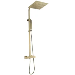Colonne De Douche Thermostatique|Essebagno Colonne de douche carrée thermostatique or brossé Square II