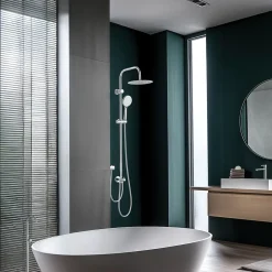Colonne De Douche Sans Robinetterie|Valentin Colonne de douche classique à raccorder sur robinetterie avec pomme de tête, douchette et flexible, chrome Classic
