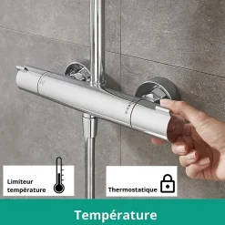 Hansgrohe Colonne de douche Crometta E 240 EcoSmart avec mitigeur thermostatique 27281000